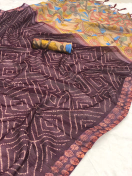 Beautiful Linen With Bandhej+Shibori Digital Print