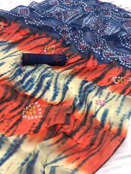 Beautiful Linen With Bandhej+Shibori Digital Print