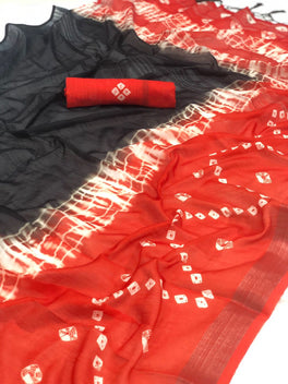 Beautiful Linen With Bandhej+Shibori Digital Print