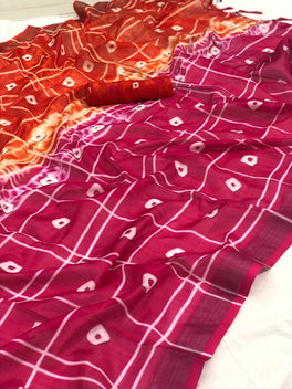 Beautiful Linen With Bandhej+Shibori Digital Print
