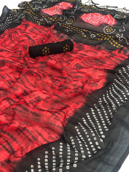 Beautiful Linen With Bandhej+Shibori Digital Print