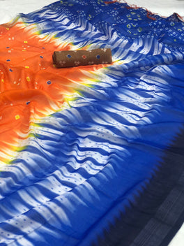 Beautiful Linen With Bandhej+Shibori Digital Print