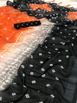 Beautiful Linen With Bandhej+Shibori Digital Print