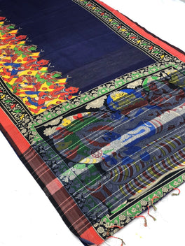 Pursabhar Lenin Saree With Kalamkari Digital Prints