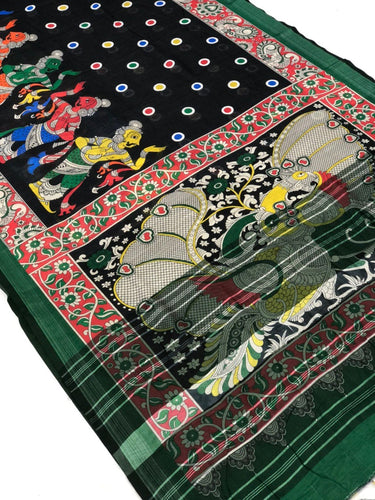 Pursabhar Lenin Saree With Kalamkari Digital Prints
