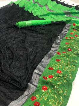 Beautiful Linen Stone Work Sarees