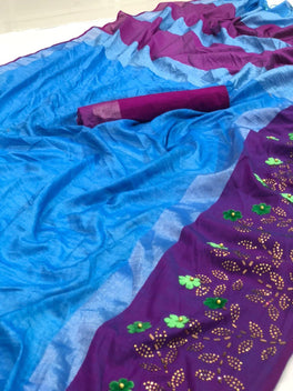 Beautiful Linen Stone Work Sarees