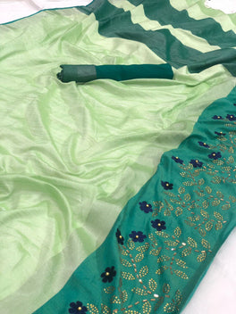 Beautiful Linen Stone Work Sarees