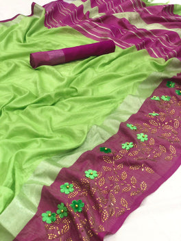 Beautiful Linen Stone Work Sarees