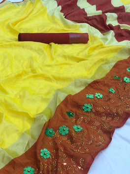 Beautiful Linen Stone Work Sarees