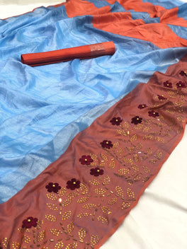 Beautiful Linen Stone Work Sarees
