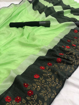 Beautiful Linen Stone Work Sarees