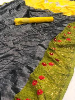 Beautiful Linen Stone Work Sarees