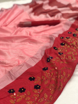 Beautiful Linen Stone Work Sarees