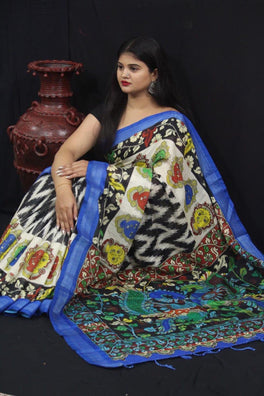 Pursabhar Linen Saree With Kalamkari Digital Print